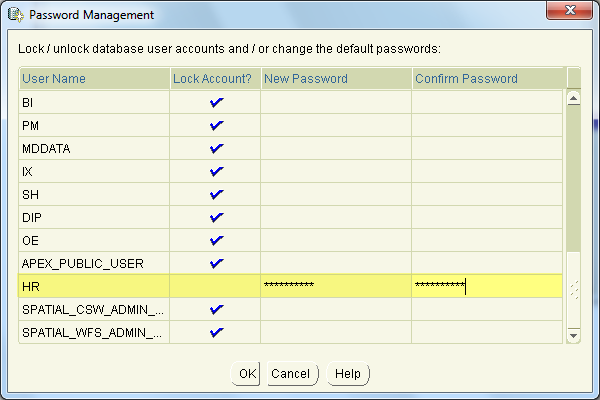 install oracle step 7 - DB config assistant - HR user